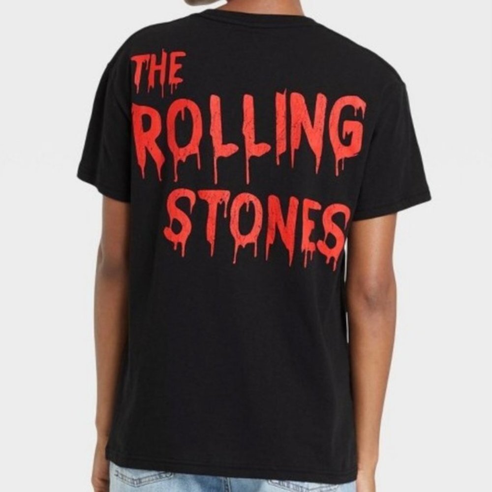 ROLLING STONES DISTRESS TONGUE GRAPHIC TEE - BLACK WOMENS MULTI SIZES (NEW) - Picture 2 of 3